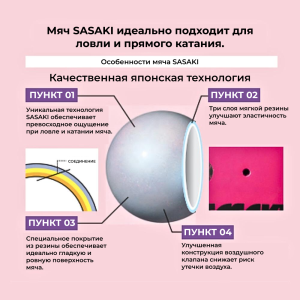 SASAKI Мяч гимнастический 17 см однотонный для юниоров M-20В