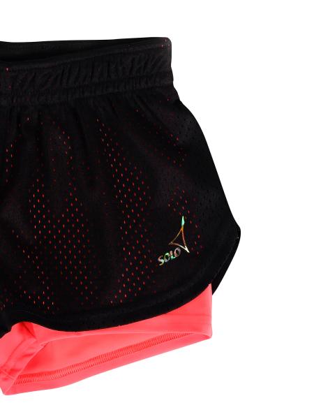 SOLO Шорты двойные с верхом из оранжевой трикотажной сетки