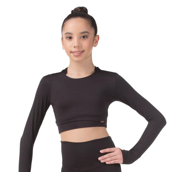 SOLO Кроп-топ лонгслив полиэфир черный