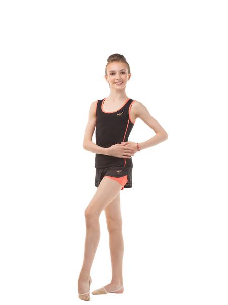 SOLO Шорты двойные с верхом из оранжевой трикотажной сетки