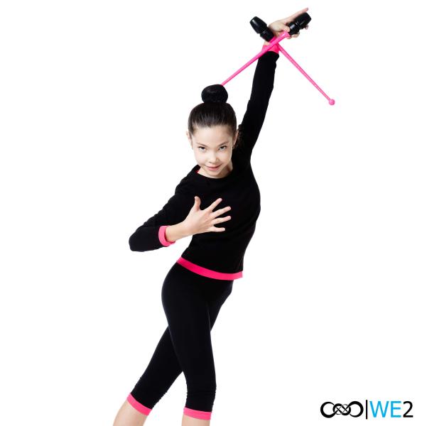 Лонгслив с контрастными манжетами и треугольником на спине WE2 Premier Pro Maia PPR-LS-1 (Хлопок, 15, 40, Черный и (Розовый)Psichorett)