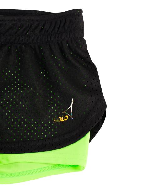 SOLO Шорты двойные с верхом из зеленой трикотажной сетки