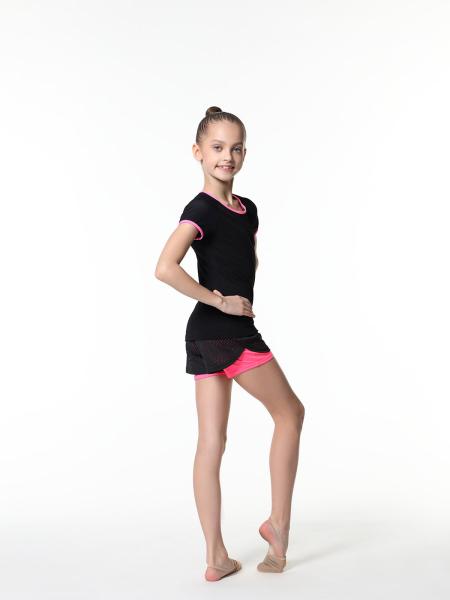 SOLO Футболка с розовыми кантами и вставками из сетки