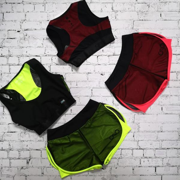 Топик с двойной спинкой из бифлекса Carvicо,ROME,STTP-25 WE2 (Хлопок, XXS, Черный и Желтый Неон)