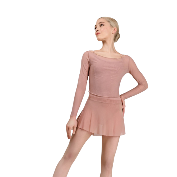 Топ женский длинный рукав сетка MIRALI LESSON#1 LST80Mx (Коралловый миндаль, XS-S)